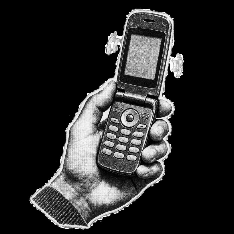 a hand holding a ringing flip phone