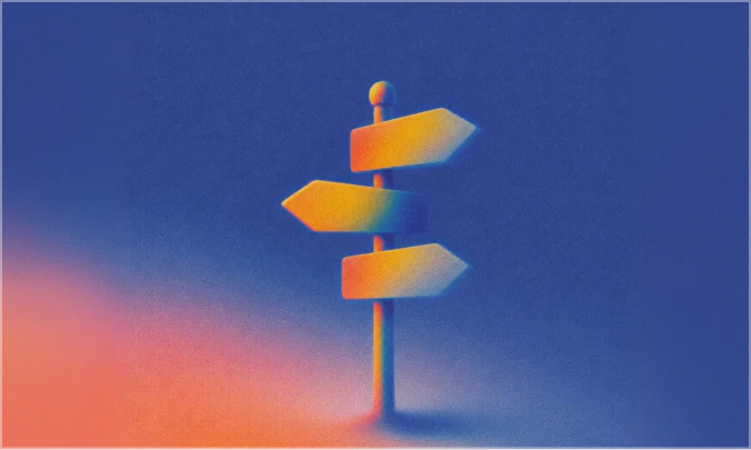 A signpost pointing in three directions