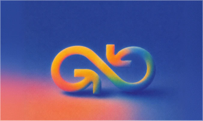 An infinity loop drawn as an arrow